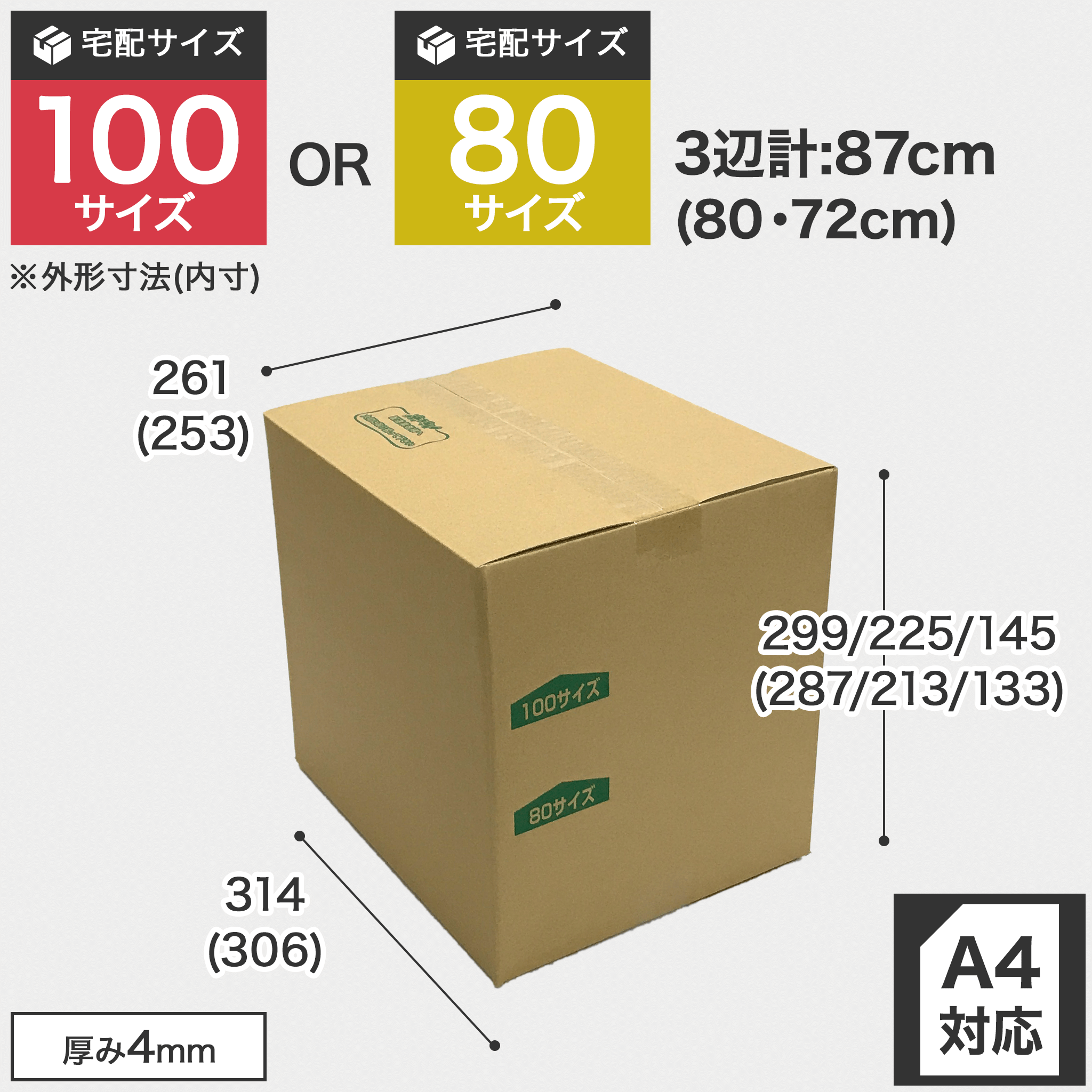 A4用紙サイズのダンボール箱｜安いダンボール箱と梱包資材の